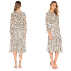 Misa Los Angeles Laila Midi Dress Floral Green Size M Romantic Flowy Lined